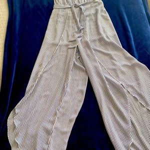 Blue and White Striped Strapless Romper